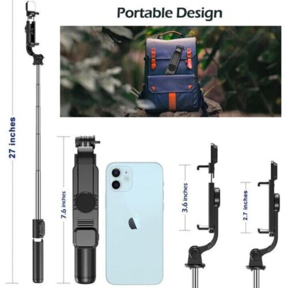 Selfie tripod stick 24'' adjustable bluetooth wireless remote for i phone & more - Picture 3 of 6